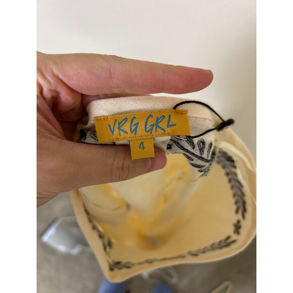 VRG GRL 100% Linen Skirt Women's 4 Midi embroidered boho spring fairy NEW - Picture 5 of 11